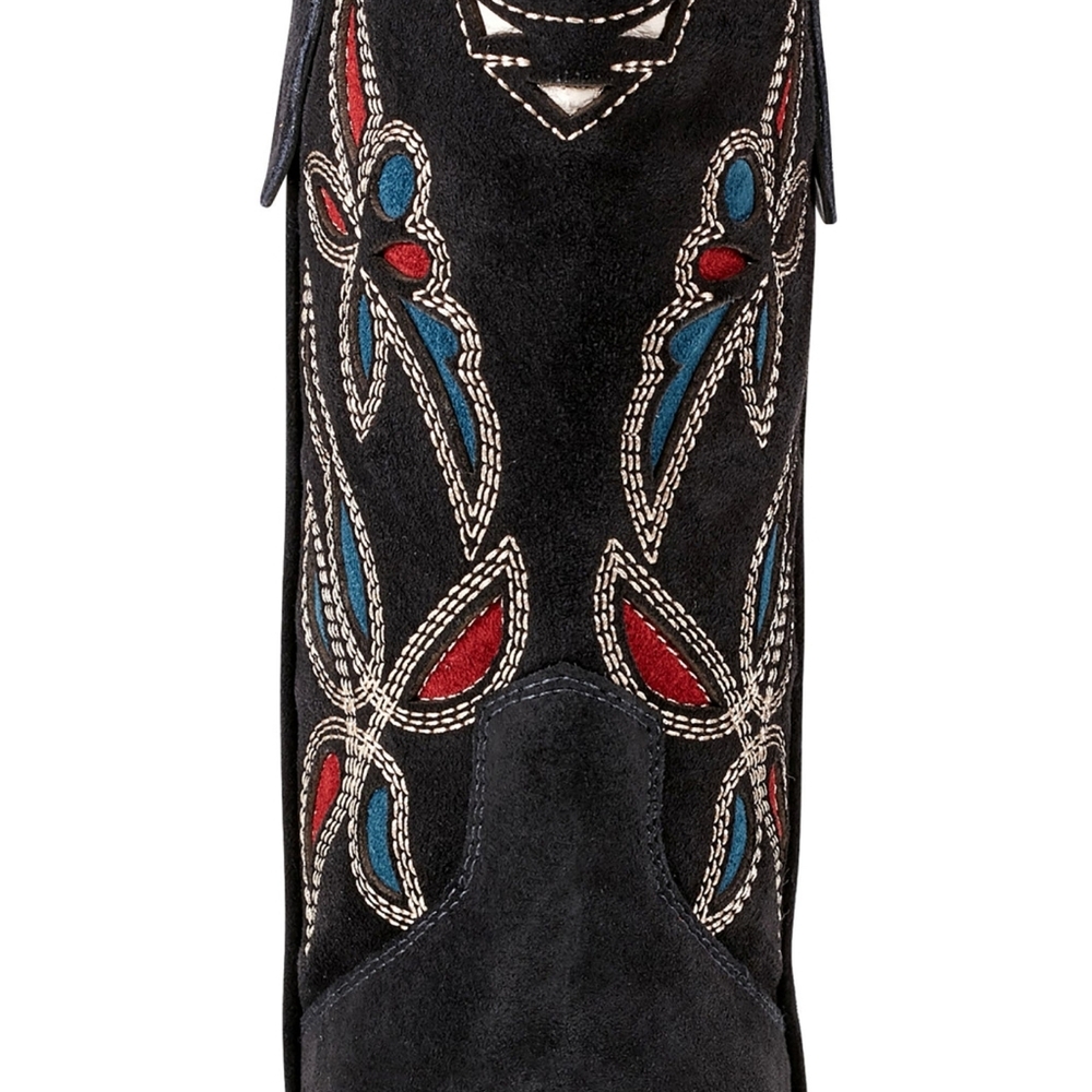 Marc Fisher Western Leather Dark Blue  Suede Ankle Booties - Picture 10 of 13